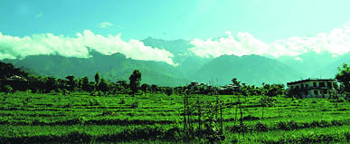 A view of Dhauladhars after a fresh spell of rain in Dharamsala on Sunday.
