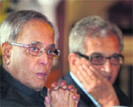 President Pranab Mukherjee with Nobel laureate Amartya Sen during the release of book The New Bihar  Rekindling Governance & Development at Rashtrapati Bhawan in New Delhi on Sunday.