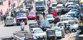 The crowded Lal Chowk area in Srinagar on Monday.