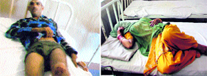 Suresh Kumar (left) and his wife, who is seven months pregnant, at the district hospital in Rajouri.