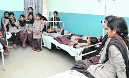 Children of Government Senior Secondary School, Tikkar Taal, admitted to Government Hospital at Morni on Tuesday. 