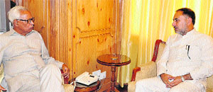 MLC Syed Asgar Ali with Governor NN Vohra in Srinagar on Tuesday. 