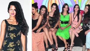 Radhika Bangia (L) and with her fellow models