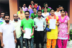 STR teachers gathered at the Teachers Home before submitting their memorandum of demands to the Deputy Commissioner in Bathinda on Thursday.