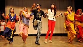 Bhangra beats: Punjabi pop singer Jazzy B performs during the induction day programme at MCM DAV College in Sector 36, Chandigarh, on Thursday