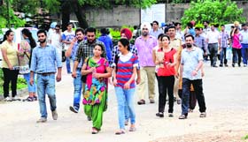 Students return after PU defered counselling for five-year integrated courses in Chandigarh on Thursday