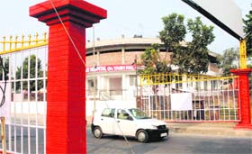 A security gate at the entry to a sector in Mohali