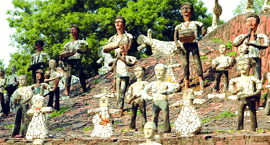 Sculptures made from recycled ceramic tiles at Rock Garden.
