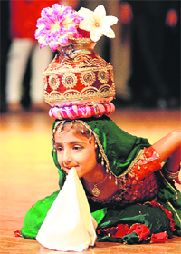 An artiste performs a traditional dance at Tagore Theatre in Chandigarh on Saturday.