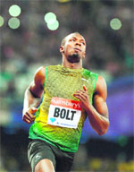 Usain Bolt wins the 100m dash at the London Diamond League.