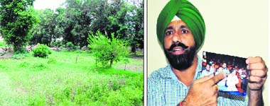 The residential plot near Company Bagh which was auctioned recently; and councillor Raj Kanwal Preet Pal Singh Lucky (right) addresses mediapersons in Amritsar