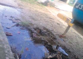 Waterlogged portion in front of Government Elementary School in Fatehpur