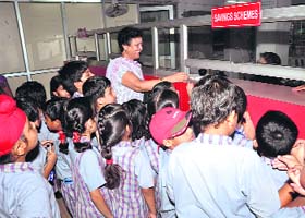 Students of DAV Public School, Sector 8-C, Chandigarh, visit a post office