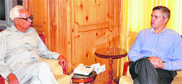 Governor NN Vohra with Chief Minister Omar Abdullah at Raj Bhawan in Srinagar