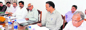 Governor NN Vohra chairs a meeting of the Governing Council of the Kala Kendra, Jammu, at Raj Bhawan in Srinagar on Monday. 