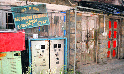The building of the Drass telephone exchange in a dilapidated condition. 