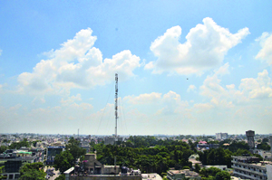 Clouds form an artistic pattern on the canvas of the sky in Ludhiana on Monday.