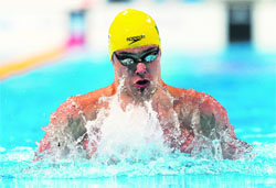 Christian Sprenger beat main rival Cameron Van Der Burgh to win the mens 100mt breaststroke at the world championships in Barcelona on Monday. 