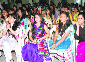 BBA students of PG College attend a freshers party at Dharamsala recently. 