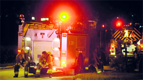 Firefighters at the site of explosions at a propane plant in Tavares, Florida, on Tuesday.