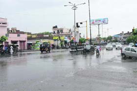 The city witnessed slow and steady rain which lowered the temperature by several notches on Wednesday