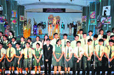 Students participate in the creative art festival title "Mindspree" organised at St Judes School in Dehradun on Wednesday. 