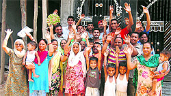 Residents of the Gandhi Camp area protest against prolonged power cuts in Jalandhar on Wednesday