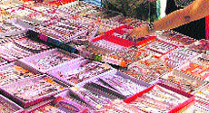 Rakhis on dispaly at a shop in Ludhiana.