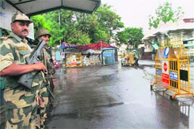 Security has been tightened around the AP Secretariat in Hyderabad in view of the Centre's decision to create a separate Telangana state, on Wednesday