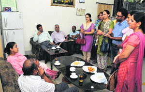 Ravneet Kaur, Principal Secretary (Higher Education), Punjab, interacts with the staff of Government Rajindra College in Bathinda on Friday. 