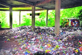 Garbage dumped at the Rock Garden in Chandigarh