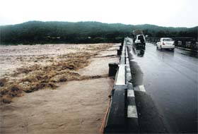 Basanter river in spate in Samba district after heavy rain in the region