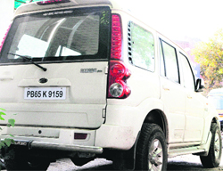 The vehicle, which was impounded by the police, parked on the premises of Traffic Control Room in Amritsar. A Tribune Photograph