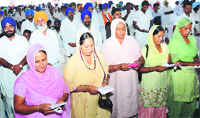 Newly elected panches and sarpanches take oath during a function organised in Bathinda on Saturday