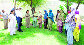 Justice NK Sanghi interacts with women convicts at District Jail, Kaithal, on Saturday.