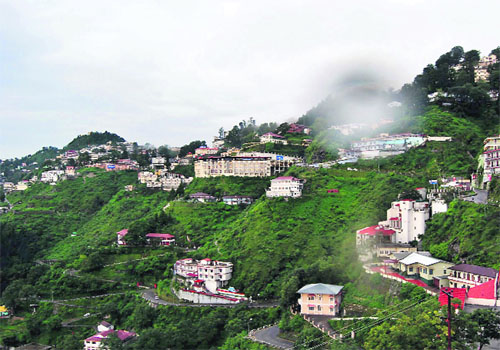  A view of the mist-covered Mussoorie town