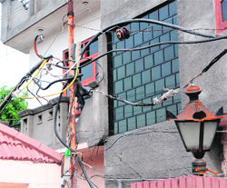 The transformer in Shori Nagar which has become a cause of worry for the residents in Amritsar.