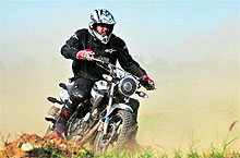 A biker rehearses for the motorsport rally in Ludhiana