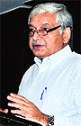 Dr S Hukku, a radiation oncologist, addresses a workshop in Ludhiana on Sunday