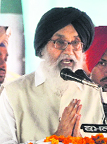 Chief Minister PS Badal administers oath to panchayat members in Ludhiana on Sunday