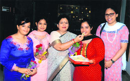 Ravneet Kaur of BBK DAV College for Women, Amritsar, being greeted in Amritsar on Monday. 