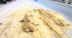 A haphazardly dug road at Chandigarh Chowk in Nawanshahr. Photo: Parmod Bharti