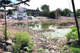 Garbage in a pond