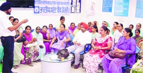 A meeting on Aadhaar cards under way at Delhon on Monday