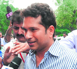 Cricketer and Rajya Sabha MP Sachin Tendulkar arrives to attend Parliaments monsoon session on Monday. 