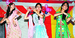 Biotechnology students of PG College perform an item during a freshers party in Dharamsala