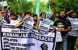 A protest by All India Students Association activists in Delhi