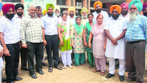 Congress and PPP leaders after the block samiti meeting in Khamano on Wednesday.