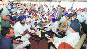 Chief Minister PS Badal at Sangat Darshan in Gidderbaha on Wednesday. 