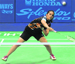 Saina hardly broke sweat while beating Olga Golovanova 21-5, 21-14 .